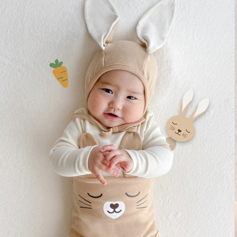 Ins Cute Bunny Color Matching Modeling Romper Baby
